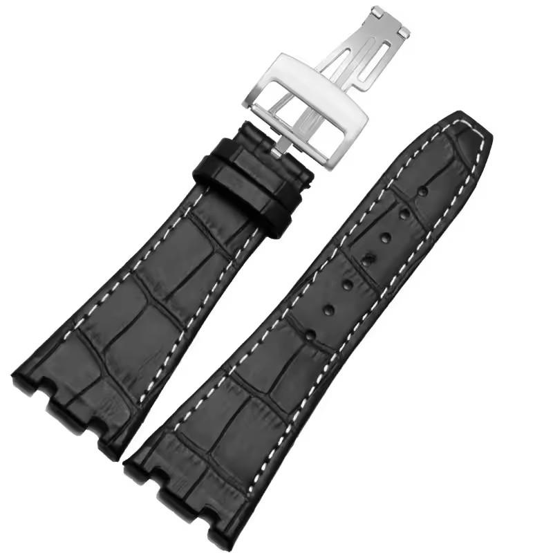 Высококачественный кожаный ремешок для часов Audemars Piguet AP15400 15703 15500 Серия Royal Oak Мужской часовой ремешок Двойной вогнутый интерфейс 26 мм