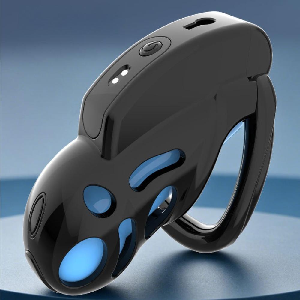 Black Electric Shock Vibrating Chastity Cage with 6 Rings Remote Control Penis CB Lock BDSM Training Abstinence Bondage Sex Toys
