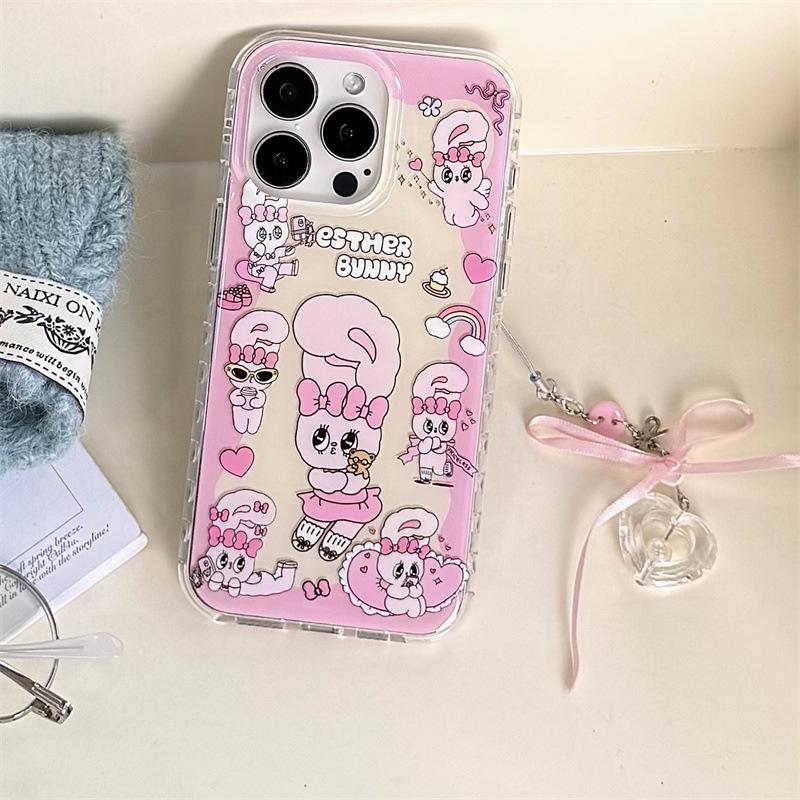 Розовый градиентное сердце Чехол для iPhone 17/16 Pro Max/15/14 - Дизайн Кролик Эсмеральда