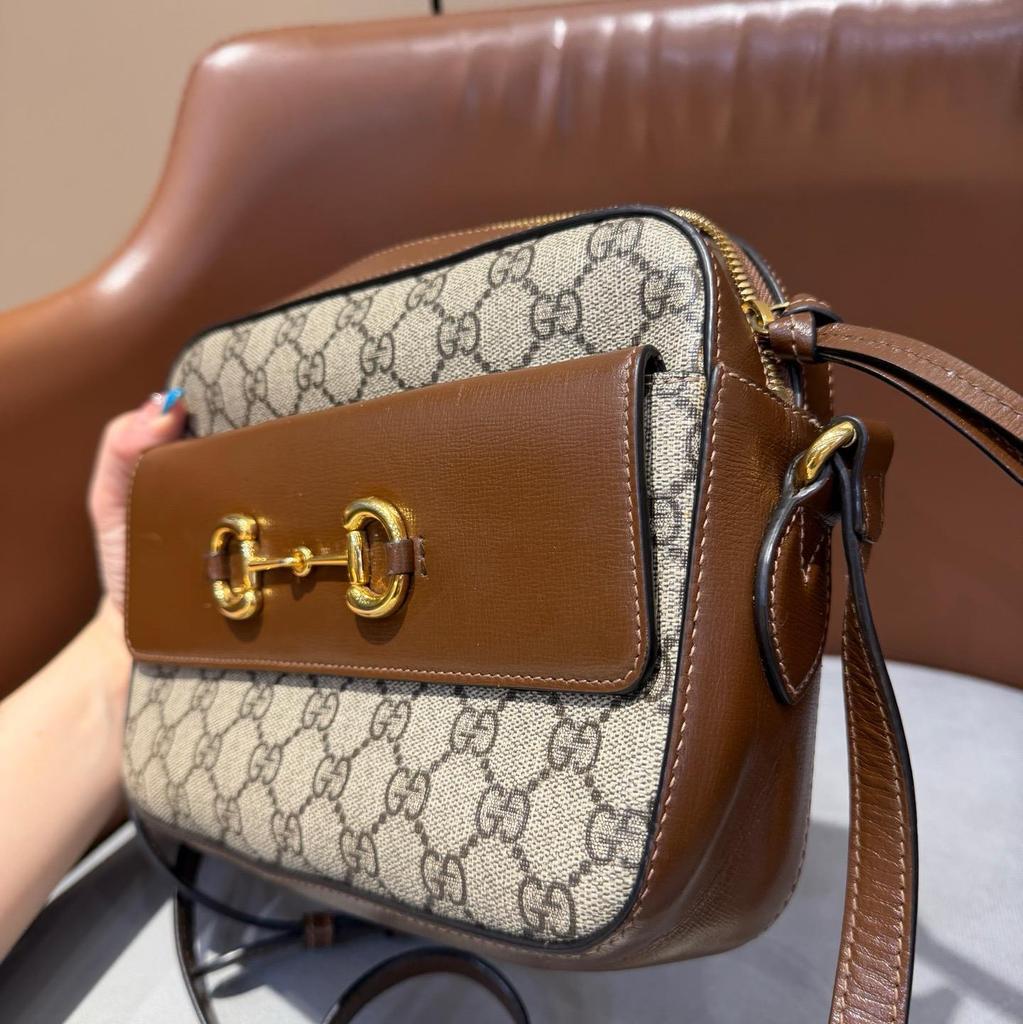 [Pre-Owned] Gucci Horsebit 1955 Small Shoulder Bag 'Beige/Ebony' - Excellent #B2X0G4