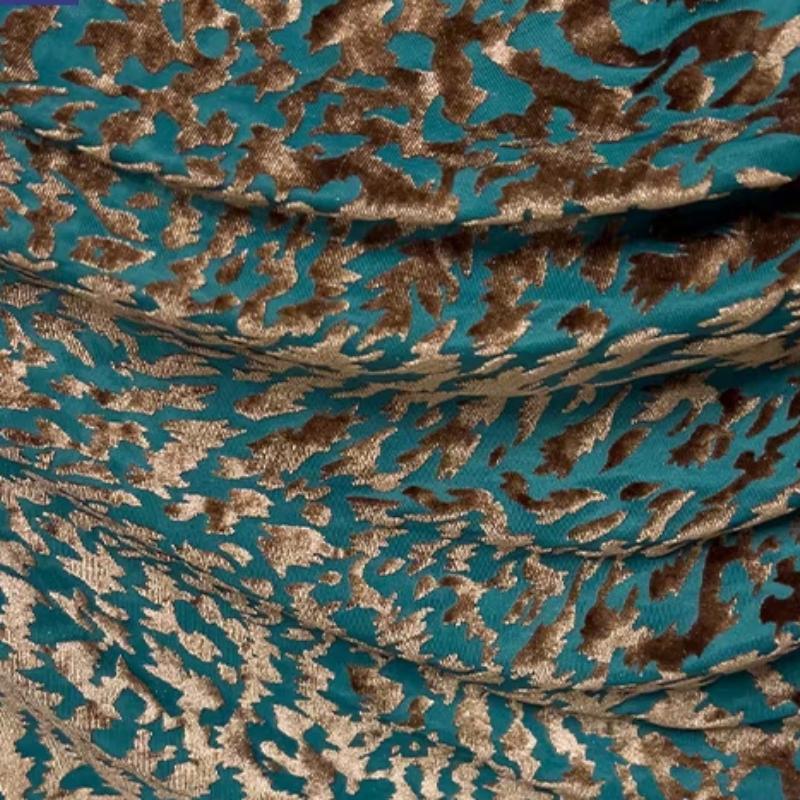 Зеленая бархатная ткань с леопардовым принтом, африканское кружево, стрейчевая парча, ткань спандекс для платьев, одежда для DIY, 1 м * 1,5 м