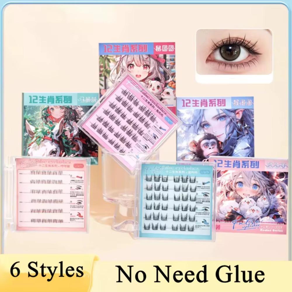 Press On Self Adhesive Cluster Lashes 12 Zodiac Series Individual Eyelash  DIY Eyelash Extension