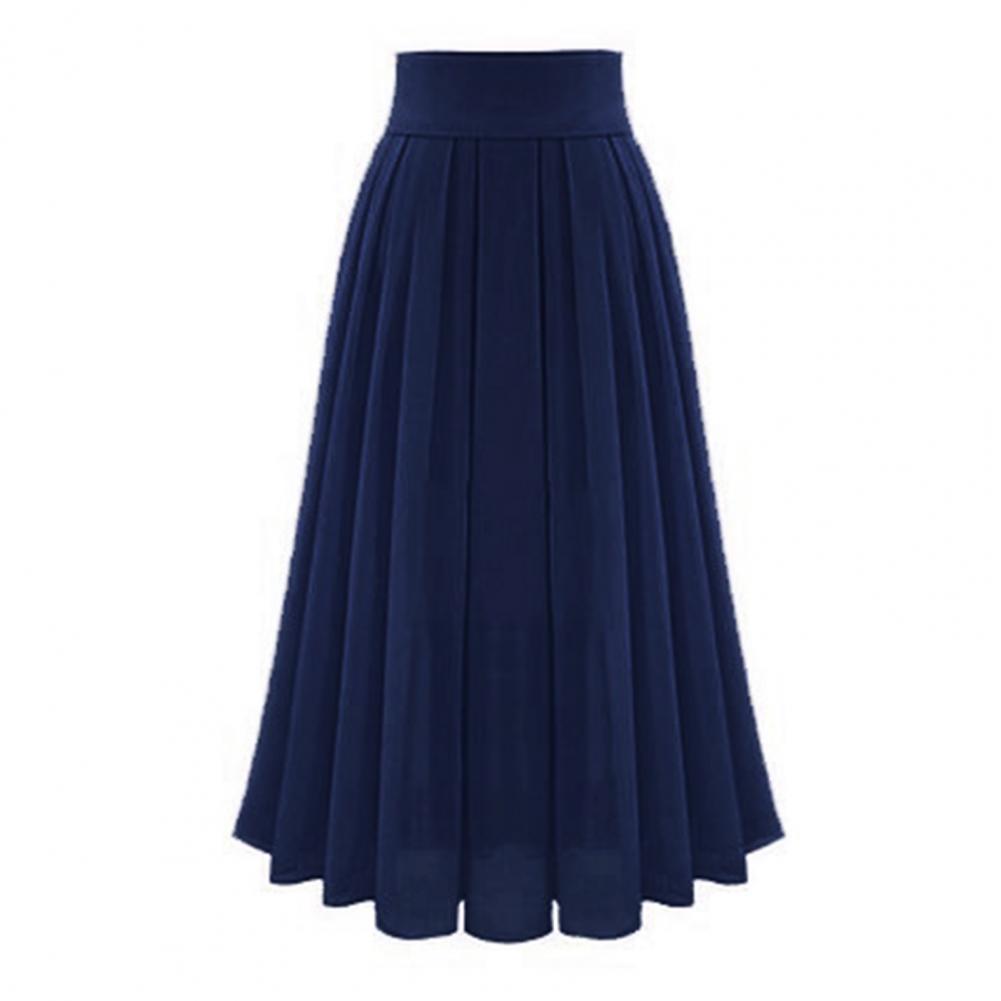 Женская юбка с высокой талией, плиссированная, свободная, однотонная, эластичная резинка на талии, мягкая, двухслойная, длиной до середины икры, для выпускного вечера, повседневная, миди, Sk