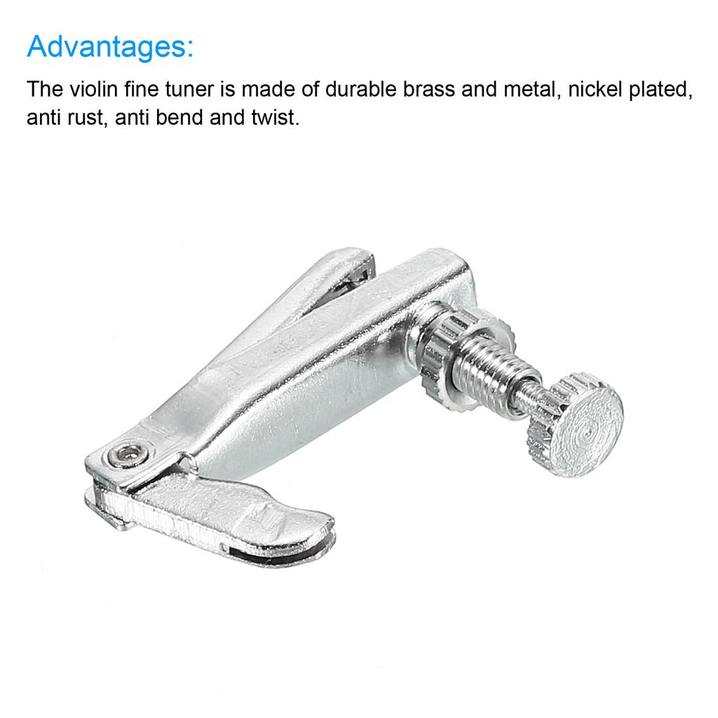 Uxcell Violin Fine Tuner Fiddle String Adjuster Fine Tuner Silver for Violin 4 Pieces 4/4 3/4