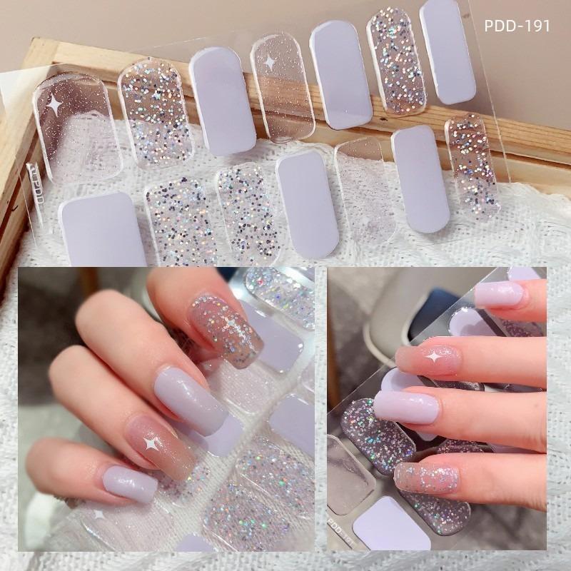 60 стилей DIY полуотвержденные гелевые наклейки для ногтей долговечные однотонные свежие цветы весной полоски для ногтей патч-слайдер наклейка с полным покрытием