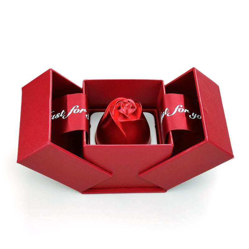 Rose Gift Box: Necklace, Ring, and Everlasting Soap Flower Packaging