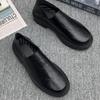 2025 Autumn and Winter New British Style Muffin Shoes Heightened Low-top Leather Shoes Retro British Men's Shoes One Pedal