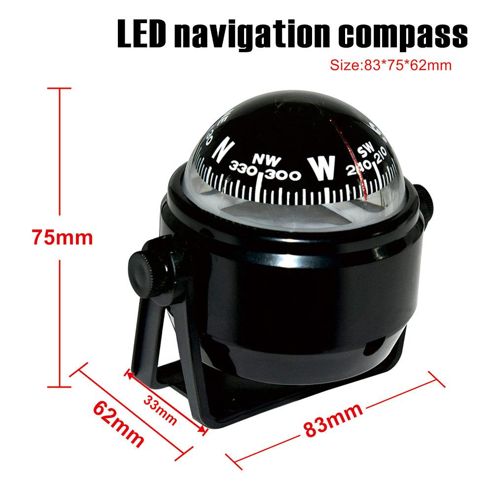 Navigation Car Compass For Marine Car Boat Pivoting Electronic LED Light Guide Ball Vehicle Navigation Tool Compass Accessories
