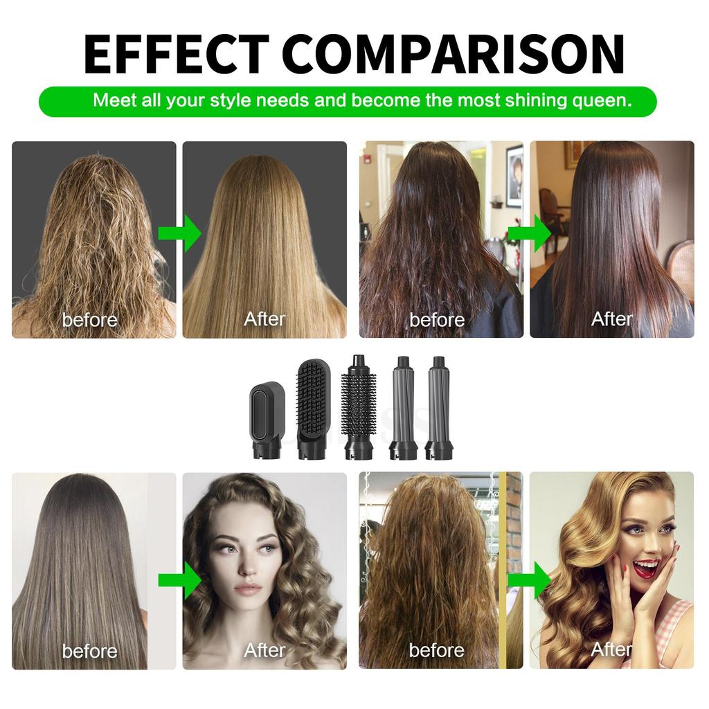 5-in-1 Hot Air Comb Automatic Curling Iron Curling Straight Dual-use Multi-function Hair Styling Comb Electric Blow Drying