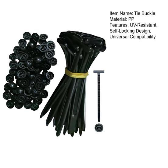 Tie Buckle Set Durable UV-Resistant Black Ties Pin Button Self-Locking Design Universal Model Cable Buckle