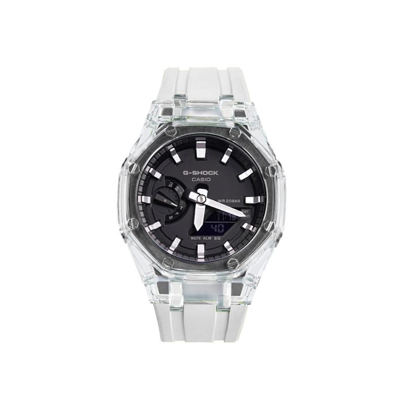 Casio Часы из Коллекции Custom с Кварцевым Механизмом, Ремешок из Фторэластомера, Унисекс, Черный Циферблат GA-2100-1A(Watch8--)