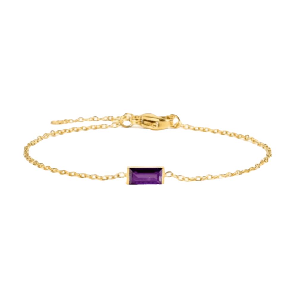 Sparkling Gold Plated Bracelet Square Zircon Minimalist Bracelet Trendy Birthstone Bracelet Daily