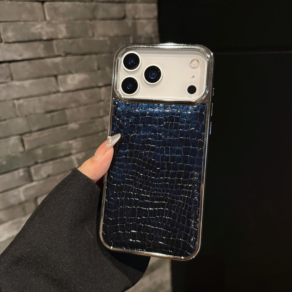Роскошный глянцевый узор крокодиловой кожи для защитного чехла iPhone 17air для Apple 16promax гальванизированный чехол