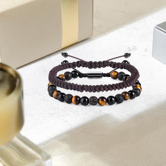 2 шт. Мужской ручной работы из бисера Матовый гладкий регулируемый легкий браслет Агатовый камень Исцеляющий духовный