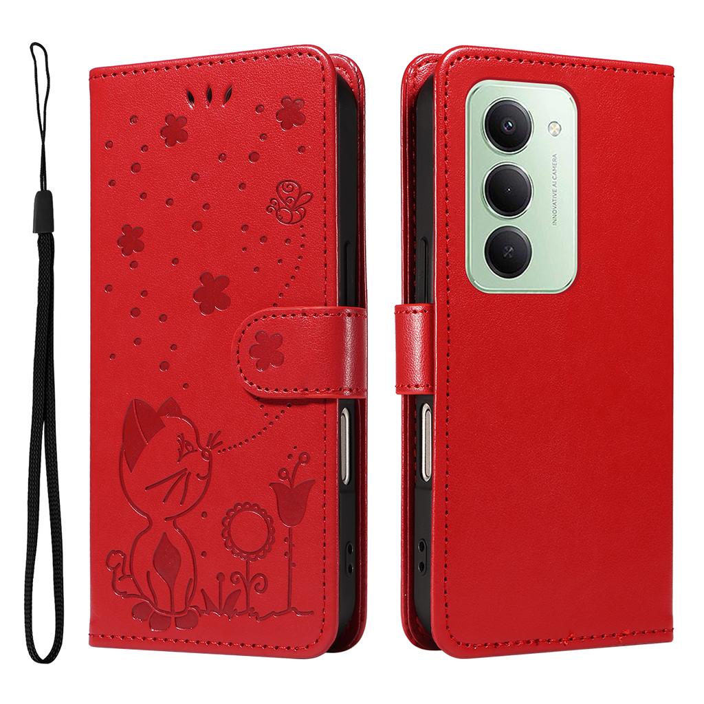 For Xiaomi Redmi 15 5G (Global) (169mm) Leather Wallet Case Cat Bee Pattern Phone Cover Stand