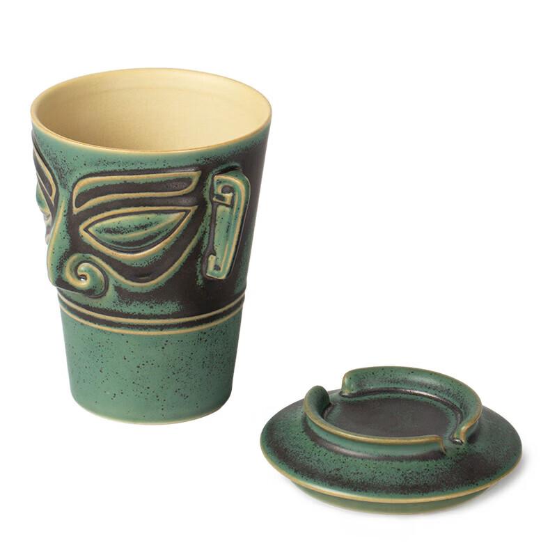 Керамическая офисная кружка Edenus Sanxingdui с зеленой крапчатой глазурью