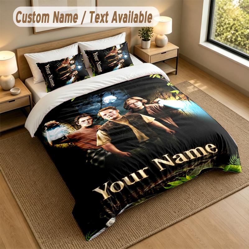 3Pcs Bedding Set Custom Name Text, 1 Sheet 2 Pillowcases Home Bed DecorDie drei Fragezeichen