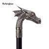 Silver Dragon Head Fashion Walking Stick Decorative Stick Cospaly Vintage Party Fashionable Walking Cane Crosier 93cm