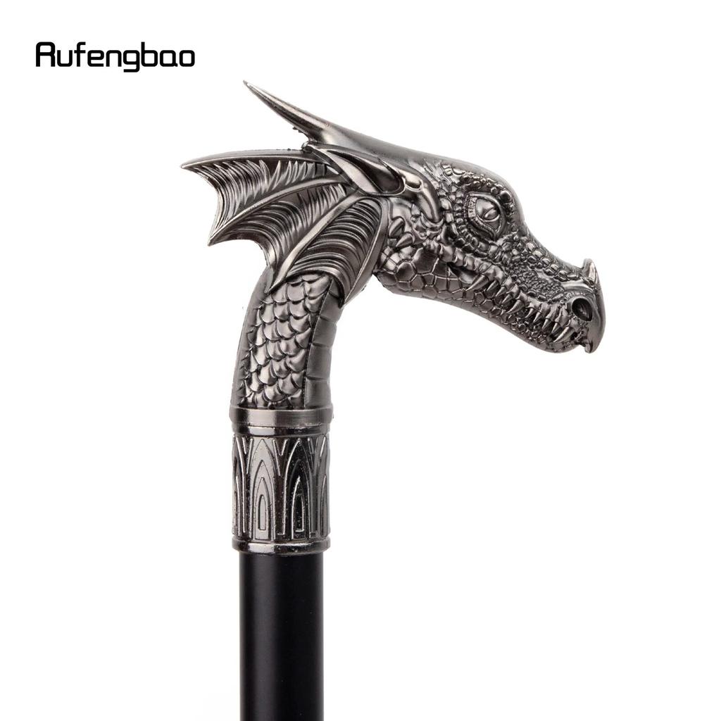 Silver Dragon Head Fashion Walking Stick Decorative Stick Cospaly Vintage Party Fashionable Walking Cane Crosier 93cm