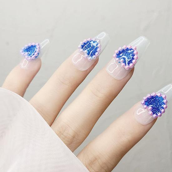 50 шт., декор для ногтей «сделай сам», невыцветающий блеск, трехмерное сердце, полый дизайн, маникюр с искусственным жемчугом, очаровательный маникюр