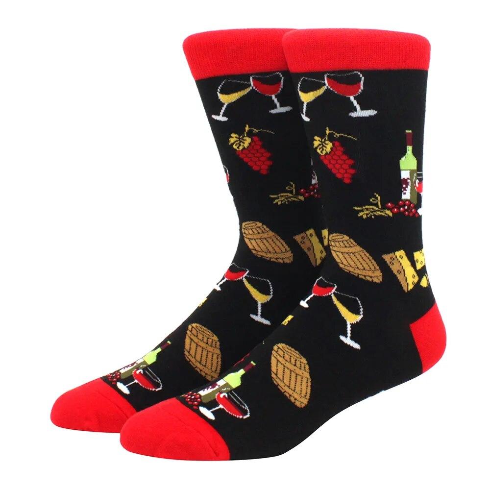 1 пара мужских забавных хип-хоп носков средней длины с принтом скейтборда, пива, счастливого искусства, EU38-46
