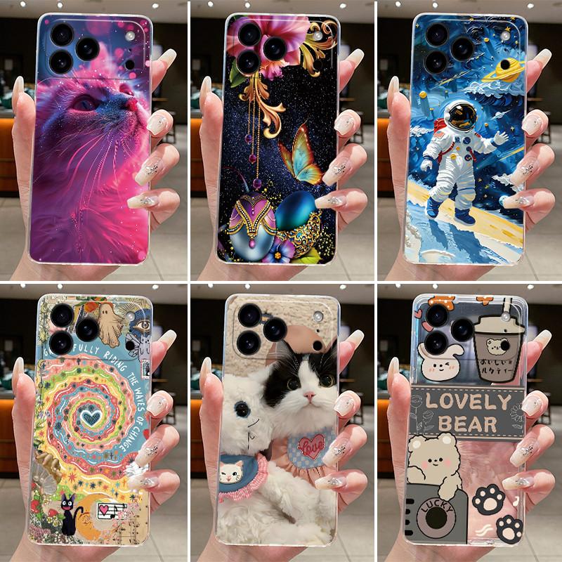Case For iPhone 17 Air 17 Pro 17 Pro Max Aesthetic Cute Cat Astronaut Transparent Cover For iPhone 17 Air 17 Pro 17 Pro Max Capa