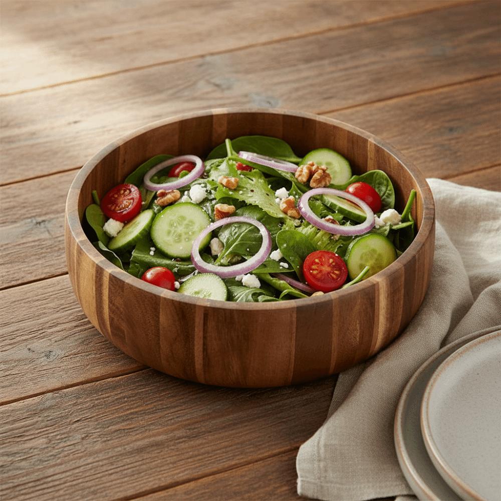 Rustic Style Salad Bowl Vintage Fruit Serving Bowl High-end Acacia Wooden Bowl Yogurt