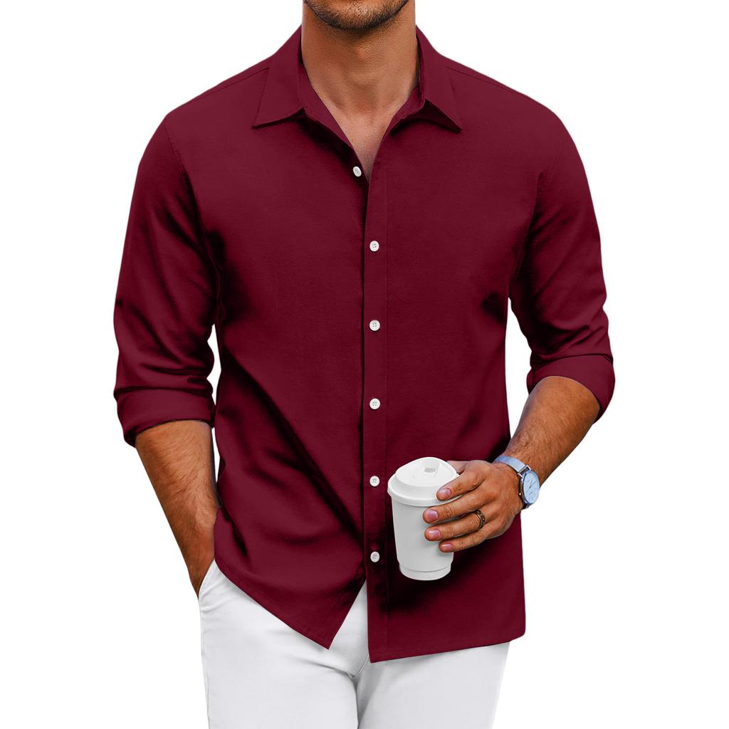 Men's Loose-fitting Casual Button-down Long-sleeved Shirt
