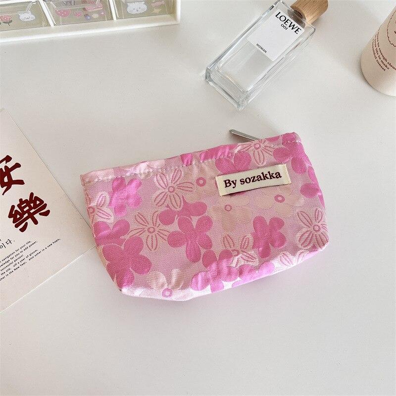 French Embossed Flower Cosmetic Bags Large Capacity Traveling Portable Storage Bags Girl's Casual Makeup Case Phone Hand Bags