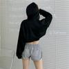 High Waist Shirt Hoodies Women's Hooded Loose Short Cropped Long-sleeved Jazz Blouse Thin Hooded Clothing