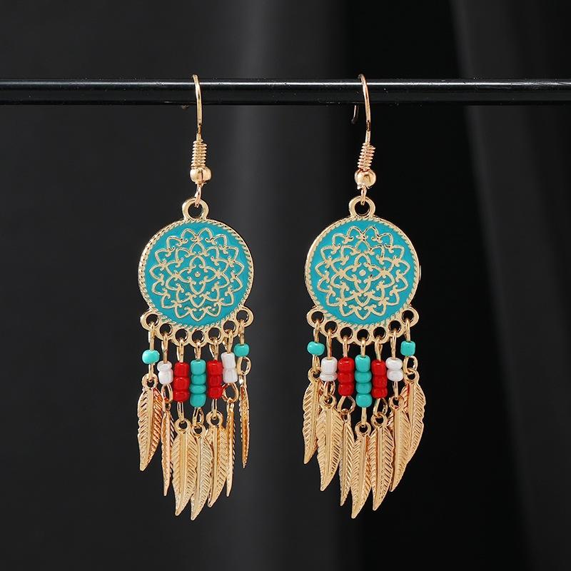 Винтажные серьги-ловцы снов с бахромой, женские богемные нишевые серьги, длинные серьги