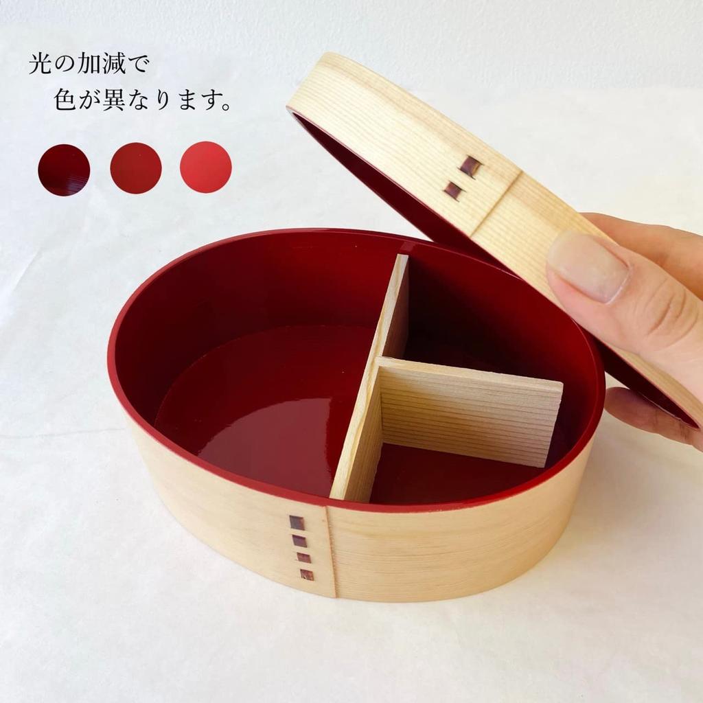 Набор для бенто Yamaga Lacquerware Shop Magewappa Bento, изготовленный в Кишу, натуральный, овальный, красный, в коробке, 700 мл, Япония, лакированные изделия, кедр, многослойность, форма, интерьер.