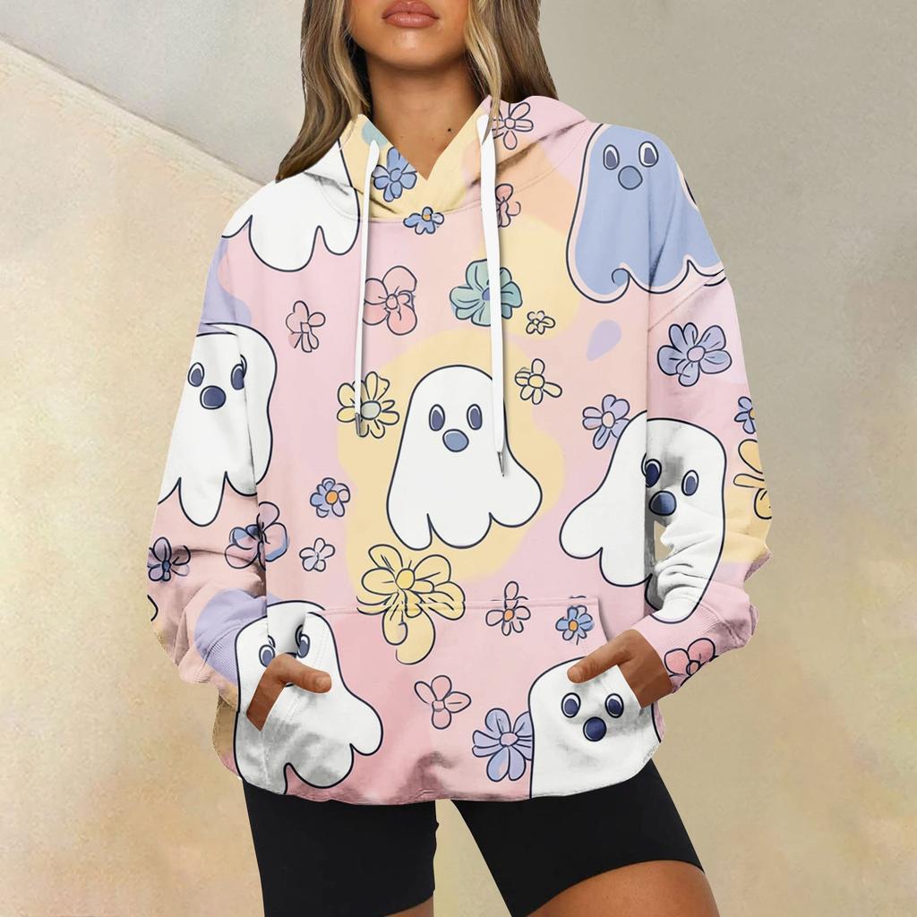 Women's Fashion Casual Long Sleeve Hooded Printed Sweatshirt