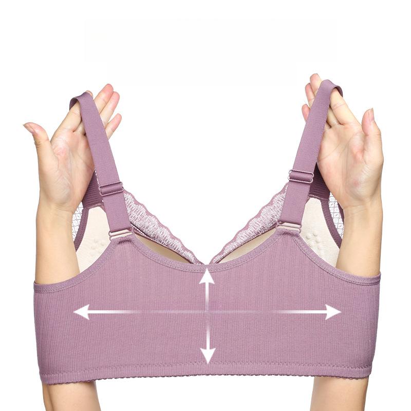 Кружевное нижнее белье с пуговицами спереди, женское, стильное, с регулируемыми бретелями для среднего и пожилого возраста, бюстгальтер больших размеров без стальных ободков