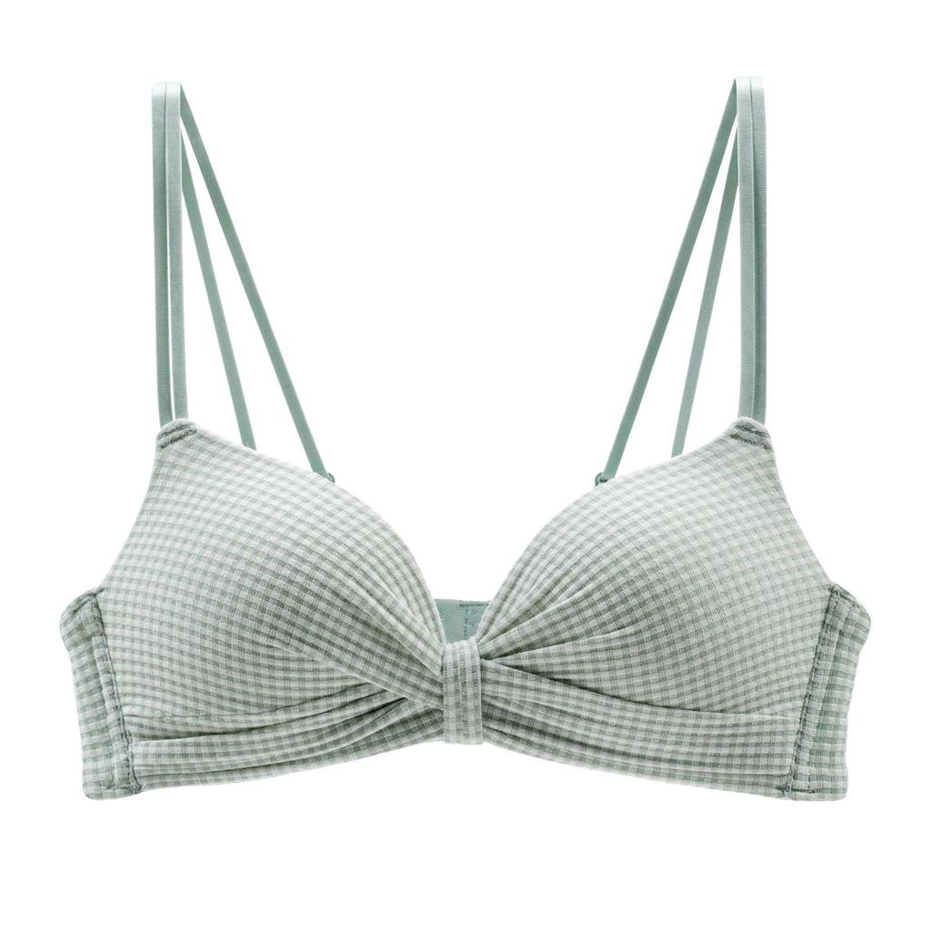 Женский бюстгальтер с клетчатым принтом, пуш-ап, регулируемый плечевой ремень, мягкий бесшовный, без стального кольца, мягкая дышащая задняя застежка, женское интимное нижнее белье