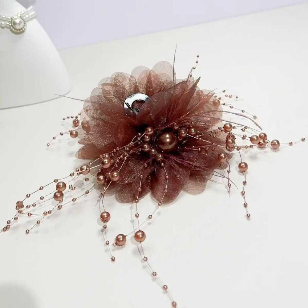 Peony Flower Hair Claw Tassel Shark Clip Elegant Crab Hair Clips Women