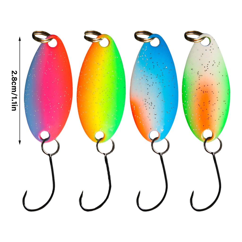 Glow Spoons Lures Metal Hard Baits for Trout Bass UV Luminous Fishing Baits with Single Hook Underwater Artificial Baits