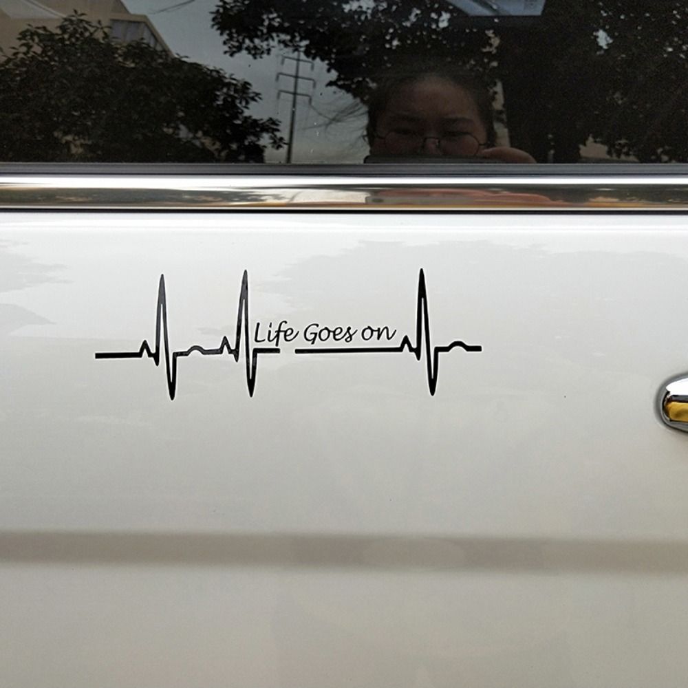 Decoration Life Goes On  Sticker Auto Reflective Sticker Car Stickers Heart Beat Trackpad Decal