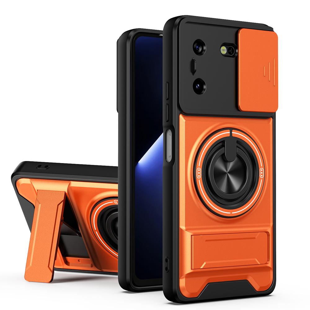 KEYSION Magnetic Phone Case for TECNO Pova 5 5 Pro 5G Slide Camera Lens Protection Upright Kickstand Ring Shockproof Back Cover