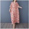 Women's Vintage Long Dress with Cotton and Linen Patterns