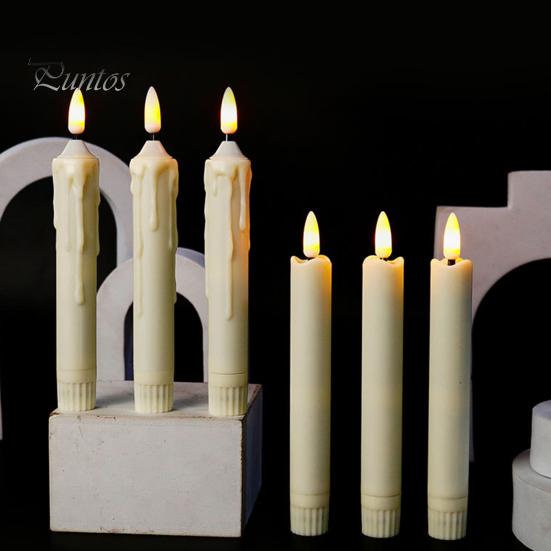 6 Pcs LED Taper Candles Flameless Electric Fake Candles Cordless Flickering LED Tea Light Decoration for Wedding Xmas Window Decor