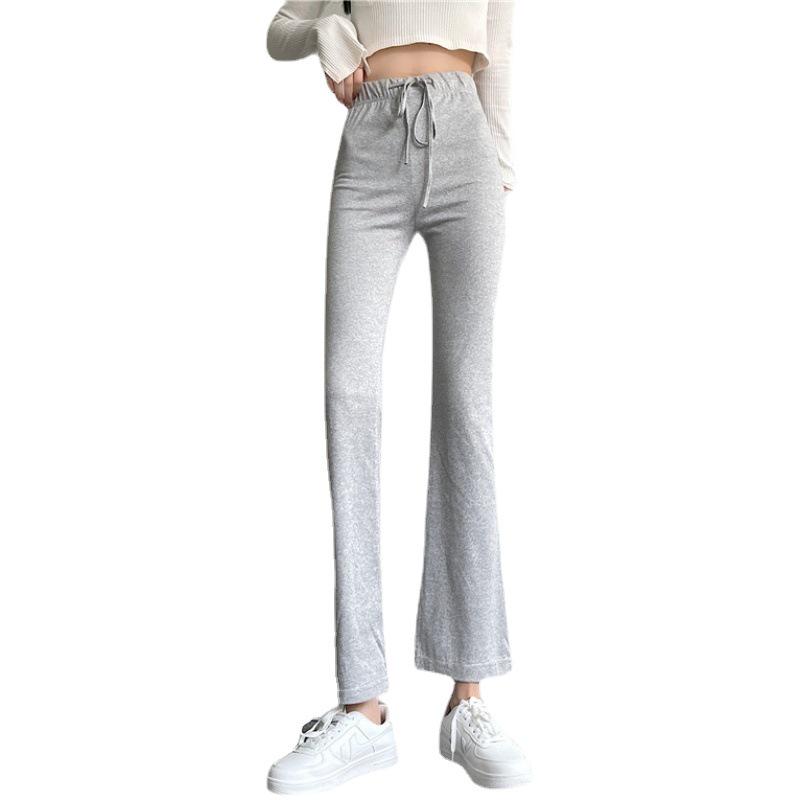 Черные серые драпированные штаны для йоги с высокой талией, корейский стиль, облегающий, расклешенный, домашняя одежда