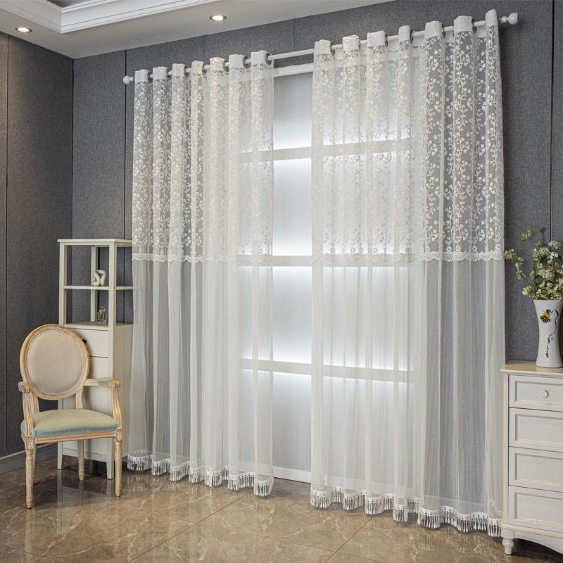Красивая вышитая прозрачная занавеска, простая вышитая мелкая цветочная белая тонкая прозрачная занавеска для окна в европейском стиле