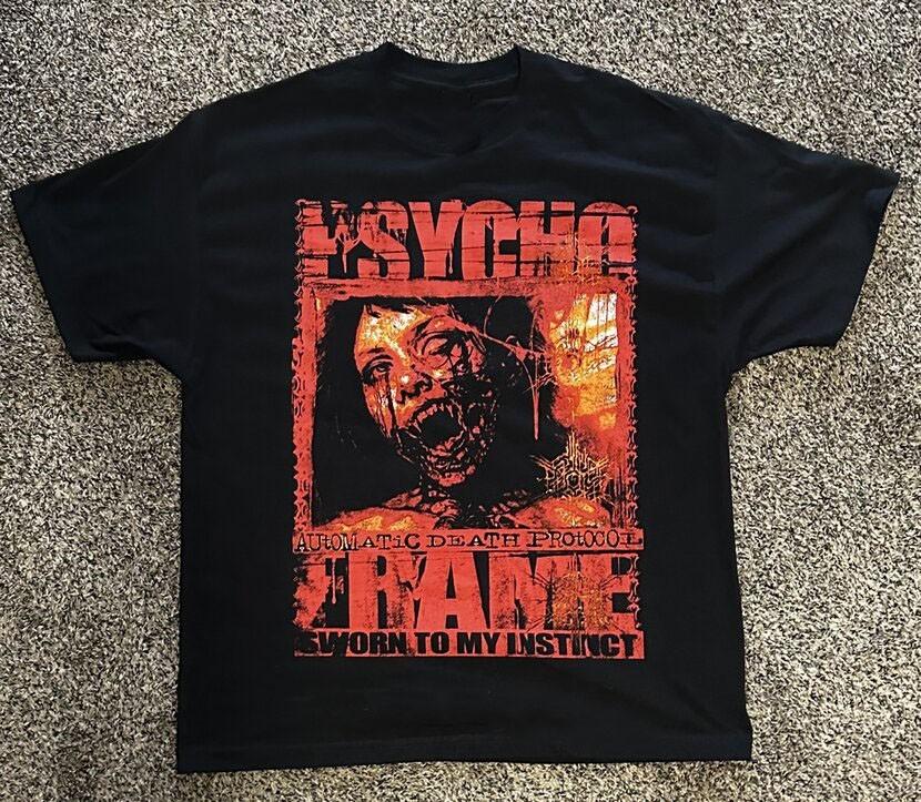 Винтажная футболка Psycho-Frame Band Подарок для фанатов Плотный хлопок Черный S-5XL Футболка UR824 Унисекс