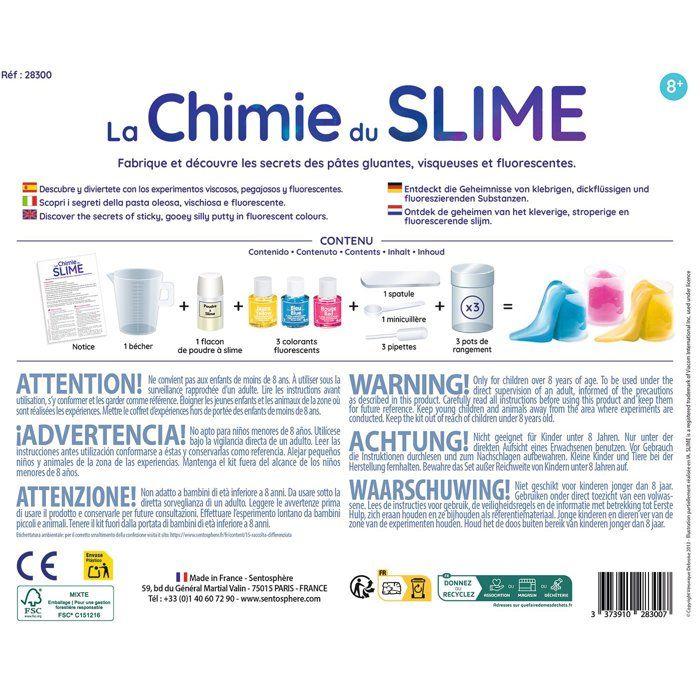 Kit Scientifique - SENTOSPHERE - La chimie du Slime - Pâtes gluantes - Gomme Origine Naturelle - Lavable facilement - Dès 8 ans