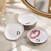 Gold Rim Monogram Letter Ring Dish White Vanity Trinket Storage Dish Marking Sequence