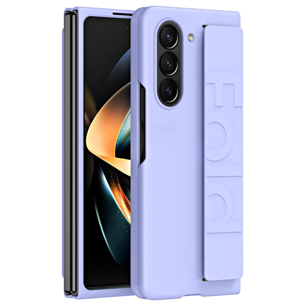Для Samsung Galaxy Z Fold6 5G Чехол Skin-Touch из ПК с защитой от отпечатков пальцев и эластичным ремешком на запястье