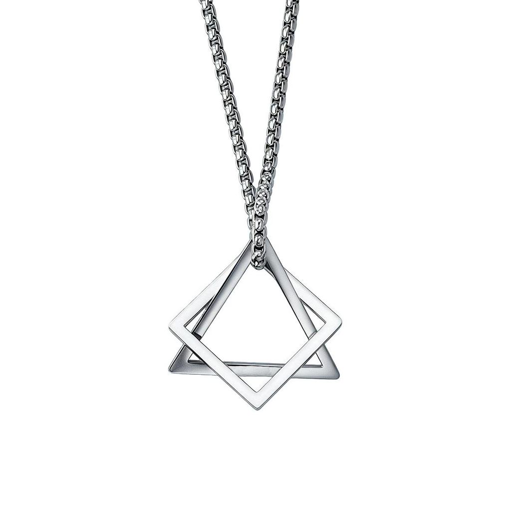 Geometric Square Triangle Necklace for Men and Women, Fashion Pendant Hip-Hop Versatile, Student Simple Personality Clothing Accessory
