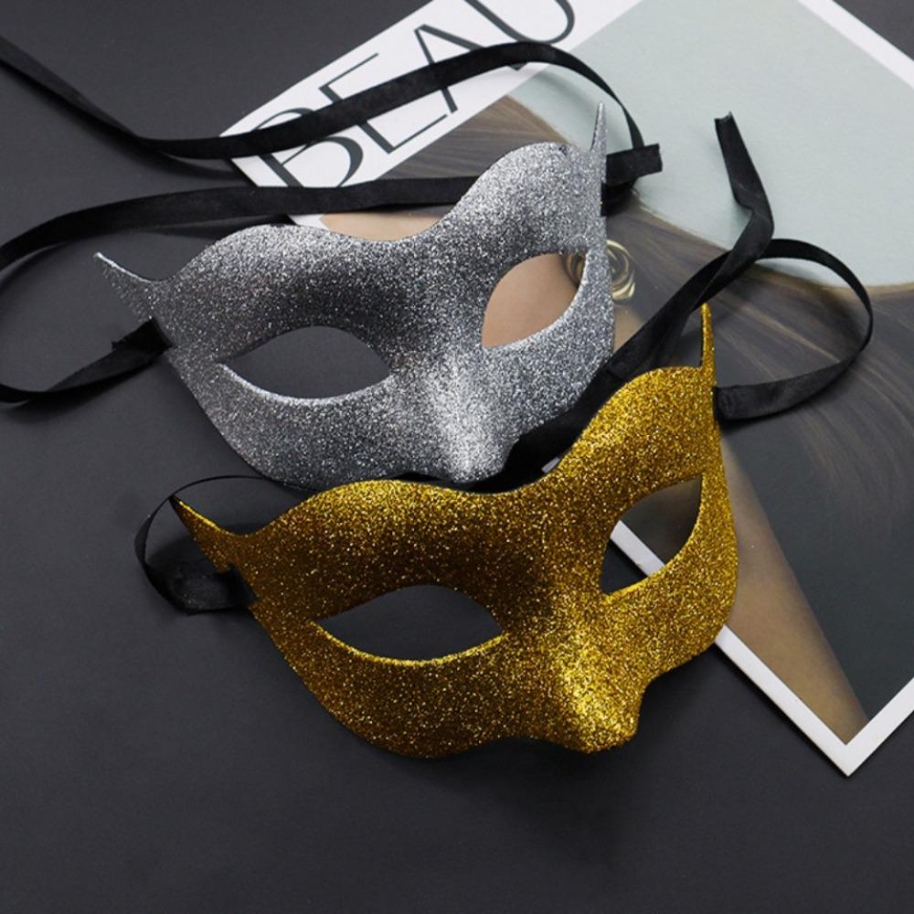 Party Supplies Half Face Masquerade Mask Plastic Halloween Masks Retro Glitter Mask  Party