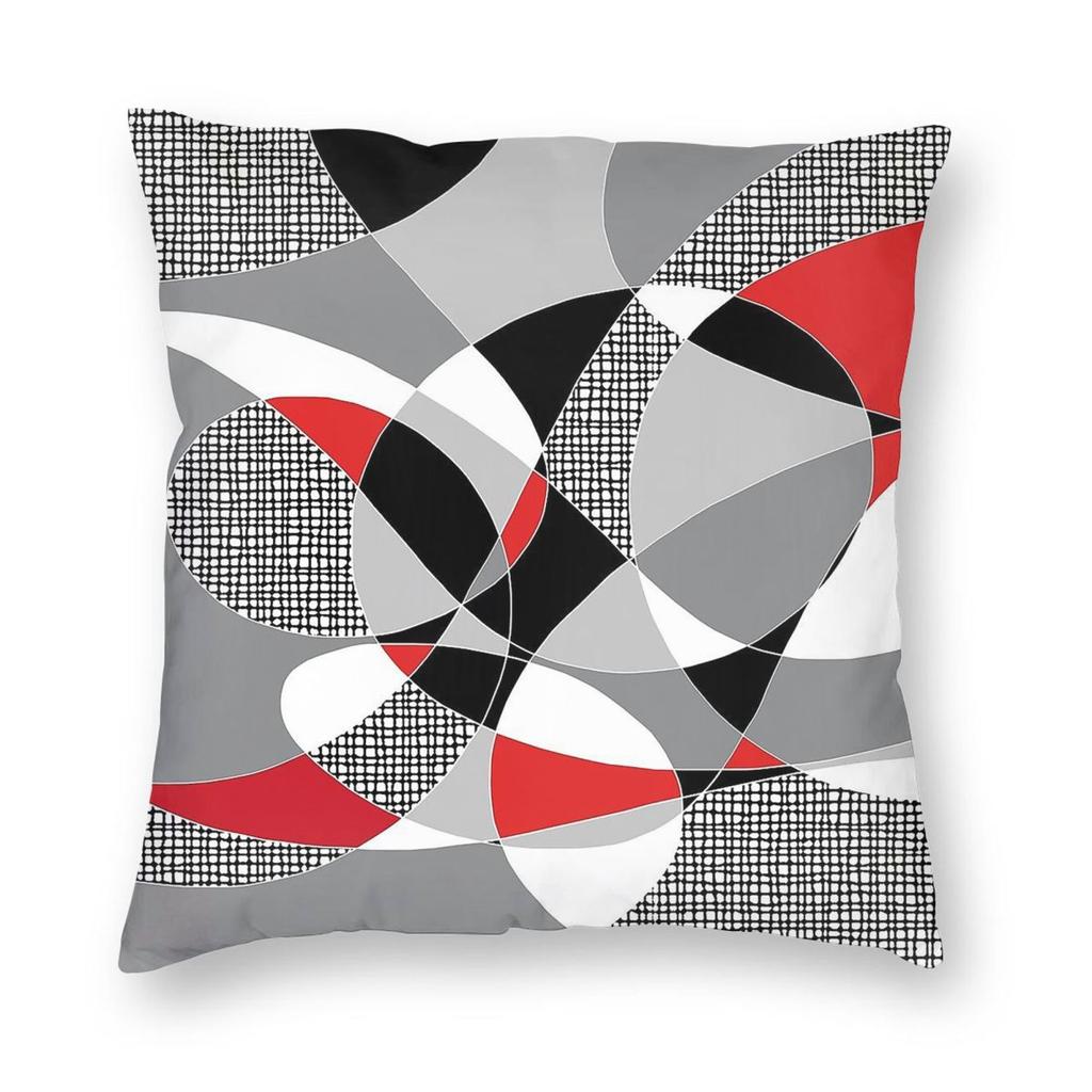 Randomly Retro Red Grey Black Square Pillowcase Polyester Linen Velvet Printed Zip Decor Throw Pillow Case Home Cushion Case
